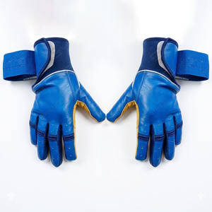 Venta caliente Guantes de béisbol Beige azul personalizados de calidad superior Guantes de bateo de cuero de puño largo profesional - Product Image 2