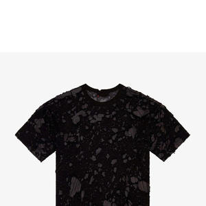 Camiseta de Algodón y Poliéster de Corte Cómodo, Cuello Redondo, Manga Corta, Cuello con Ribetes, Hombros Caídos, Estampado con Motivos - Product Image 5