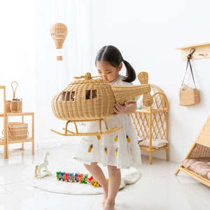 Jouet pour enfants non toxique de qualité supérieure hélicoptère volant petits jouets tissés pour les jeunes enfants en rotin naturel - Product Image 6