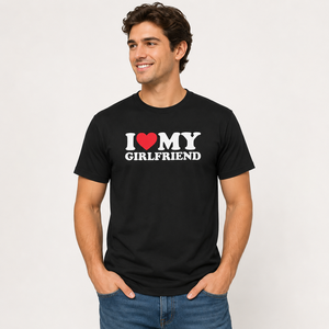T-shirt personnalisé pour homme « I Love My Girlfriend », 100 % coton, manches courtes, coupe classique, col rond, décontracté, écologique, respirant, style urbain - Product Image 4