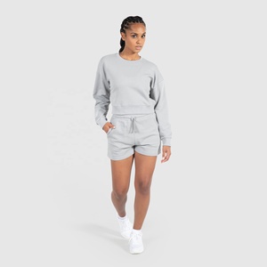 Sudadera Corta Cómoda para Mujer, Cuello Redondo, Oversize, Manga Larga, Forro Polar, Hombros Caídos, Estilo Verano, para Gimnasio - Product Image 6