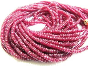 Perles de rubis naturel facettées de qualité supérieure, 3 à 4 mm, vendues par brin de 8 pouces de long - Product Image 3