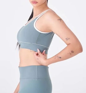 ผู้ผลิตเสื้อชั้นในกีฬาไร้ตะเข็บสำหรับผู้หญิง เสื้อชั้นในโยคะและออกกำลังกายแบบมีซี่โครง รองรับระดับปานกลาง ชุดออกกำลังกาย รับผลิตแบบ OEM ODM - Product Image 3