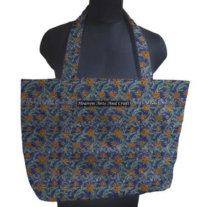100% coton toile sacs fourre-tout bloc à main imprimé coton toile sacs à main épaule Shopping & sac d'épicerie pour femme - Product Image 1