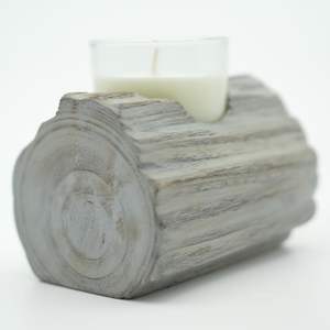 Porte-bougie rustique en bois gris délavé de 3,54'' à compartiment unique pour la décoration intérieure, lanternes et pots à bougies - Product Image 4