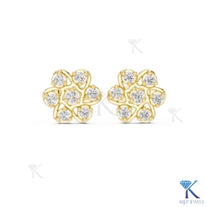 Lab Grown Diamond Luxury Floral Cluster <b>Stud</b> Earrings 14K 18K Solid Gold Brilliant Fine Women Jewelry Bridal Wedding Anniversary - Product Image 4