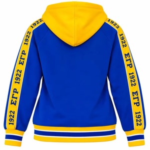 Sweat-shirt à capuche Sigma Gamma Rho Greater Tapered Hoodie SGRho bleu or, vêtements grecs de qualité supérieure, unisexe, pour sororité - Product Image 4