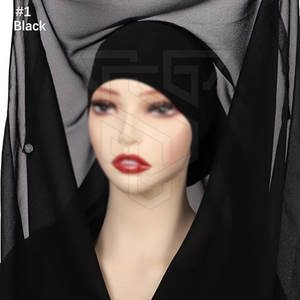 Hijab noir long uni décontracté pour femmes, vêtements traditionnels de Dubaï, vêtements islamiques, hijab en taille adulte - Product Image 3