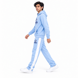 Wholesale 100% Cotton Eco-Friendly Breathable Track Suit Custom Logo Print Embroidery <b>Zip</b> <b>Jacket</b> Jogger Set <b>Gym</b> Fitness OEM - Product Image 5