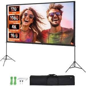 Schermo per Proiezioni Esterne da 120 Pollici 16:9 4K 1080 HD con Supporto, Materiale Fresnel Antirughe, Risoluzione 8K, Schermo da Proiezione Portatile - Product Image 1