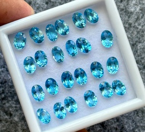 Topacio Azul Natural al por Mayor, Piedra Preciosa Suelta, Tratada con Calor, Corte Ovalado, Piedras Facetadas Premium para Joyería - Product Image 2