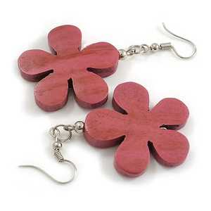 Boucles d'oreilles pendantes en bois islamiques MN EXPORTS pour femmes, style mignon, bijoux tendance, couleur rose - Product Image 2