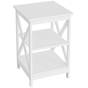 Tavolino a 3 Ripiani in Legno Bianco a Forma di X per Soggiorno e Camera da Letto - Product Image 1