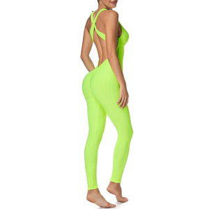 Ensemble 3 pièces sexy pour femme : combinaison de yoga et fitness côtelée à dos ouvert, contrôle du ventre, taille haute, écologique, pour la gym et le sport - Product Image 4