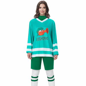 Womens FOGHORNS Ice Hockey Jersey Full Sleeve Sublimated Cartoon Print VNeck Breathable Polyester Apparel Adult Regular Fit - Product Image 6