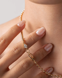 สร้อยคอทองคำ 14K สีเหลืองทรงลูกแพร์ประดับเพชรแล็บสร้างขึ้นรูปทรงลูกแพร์ 0.50 กะรัต VVS พร้อมสายสร้อยแบบลูกปัด ได้รับการรับรองจาก IGI เหมาะสำหรับสวมใส่ทุกวันสำหรับทุกเพศ - Product Image 3