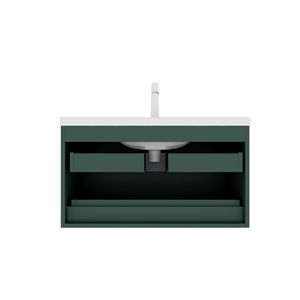 JODI 36\" Modern <b>Wall</b> <b>Mounted</b> Floating Bathroom Vanity Sink 2 Drawers with NO Side <b>Cabinet</b> White 2023 Model - Product Image 4