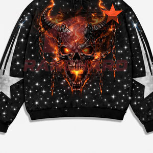 Sudadera Urbana Premium Estilo Callejero con Estampado de Diamantes de Imitación de Alto Impacto y Diseño Artístico para Primavera/Verano - Product Image 3