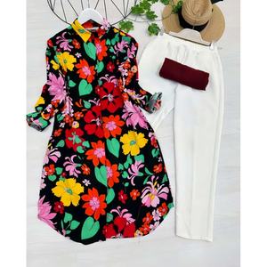 DESIGNER RAYON IMPRIMÉ FLORAL AVEC PALAZZO NOIR - Product Image 1