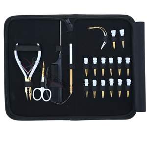 Kit de herramientas para extensiones de cabello de salón con alicate de crimpado de microenlaces de 3 orificios, enhebrador de alambre, tijeras de seccionamiento y agujas de coser - Product Image 1