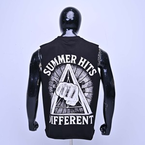 Camiseta sin mangas de algodón para hombre, precio al por mayor, con estampado del horizonte de Detroit, cuello redondo, ajuste holgado informal, transpirable - Product Image 2