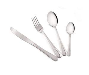 Ensemble de couverts classiques en acier inoxydable argenté, 4 pièces, ustensiles de table avec poignées ergonomiques - Product Image 2