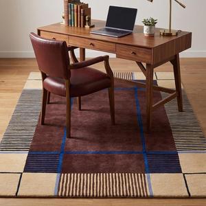 Alfombra Moderna de Lana Anudada a Mano con Diseño de Borde Floral, Alfombra Decorativa para Sala de Estar, Dormitorio, Oficina, Decoración del Hogar - Product Image 3