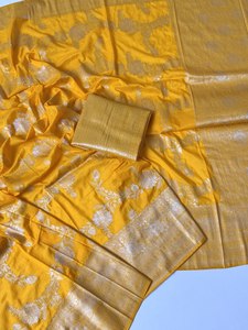 Sari Royal en Crêpe Khaddi Jacquard, Sari Tissé Jaal Heritage, Sari Élégance en Crêpe Khaddi Pur, Sari Jacquard Royal - Product Image 4