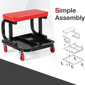 Siège d'atelier roulant avec tiroir et plateau à outils, tabouret de mécanicien robuste avec roues pour réparation automobile GAPGAR023 - Product Image 5