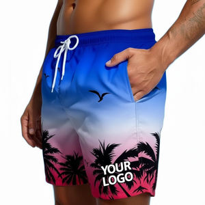 Shorts de plage décontractés vintage pour hommes, motif cocotier, maillot de bain ample d'été avec cordon de serrage, 100 % polyester, séchage rapide - Product Image 2