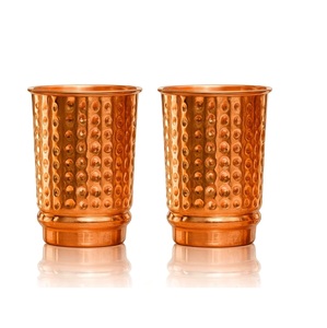 Customizable Handmade <b>Copper</b> Drinking Glass Traditional Indian Style Hammered Design Health Benefits Water Tumbler - Product Image 4
