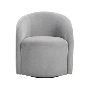 Poltrona Girevole in Bouclé Grigio Chiaro, 1 Pezzo, in Legno Massello, Arredamento Contemporaneo Durevole per Soggiorno, Seduta di Lusso - Product Image 3