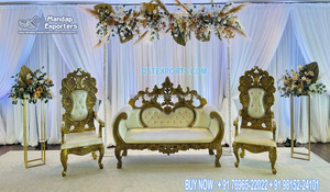 ชุดโซฟาตกแต่งงานเลี้ยงรับรองสุดหรู ชุดโซฟาทรงหัวใจพิเศษสำหรับงานแต่งงาน ชุดโซฟามหาราชาสีทอง ชุดโซฟาแต่งงานดีไซน์มงกุฎจากสหราชอาณาจักร - Product Image 2