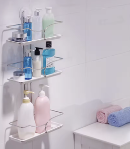 OEM/ODM Vietnam 3-Layer Suction Cup Shower Caddy Wall Mounted Bathroom <b>Storage</b> <b>Basket</b> Bath Shelf Organizer - Product Image 6