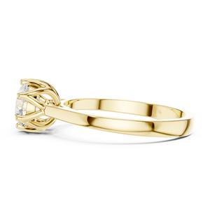 Anillo de Compromiso Solitario de Moissanita con Corte Redondo en Oro Amarillo, Anillo de Promesa de Boda Clásico de Seis Puntas para Mujer, Joyería Personalizada - Product Image 5