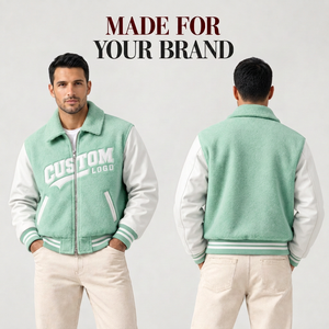 Chaqueta Varsity de Chenille Premium con Bordado Personalizado, Cuerpo de Lana y Mangas de Cuero, Ropa Urbana de Moda al por Mayor - Product Image 4