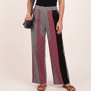 Women Maternity Striped Straight Leg Pants Contrast Color Loose Fit Full Length Night Sleepwear Summer Wear Maternity Pants - Product Image 6