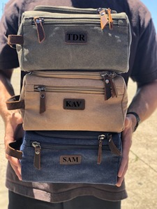 Leather Canvas <b>Toiletry</b> Bag Travel Organizer Waterproof Dopp Kit Cosmetic <b>Storage</b> Large Capacity Bag LCTB-0042 - Product Image 6