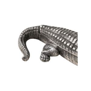 Figurine de crocodile en métal de haute qualité, sculpture animale, statue argentée pour la décoration de la maison, du bureau, du jardin, pour la table, pour offrir en cadeau - Product Image 2