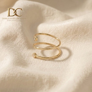 14KT Solid Yellow Gold <b>Adjustable</b> <b>Ring</b> with Lab Grown Diamond Classic Designer IGI Certified Jewelry for Women's Wedding & Party - Product Image 3