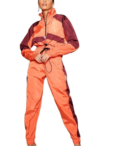 Coupe-vent décontracté personnalisé de haute qualité à blocs de couleur, 100 % polyester, zippé, vêtement de sport, survêtement léger en nylon surdimensionné pour femme - Product Image 4