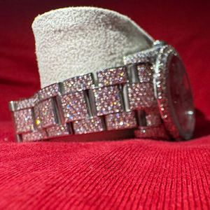 Reloj de Lujo para Hombre, Estilo Hip Hop, con Cristales de Moissanita, Cuarzo, Esfera de Cristal, Correa de Acero Inoxidable, Resistente al Agua 5ATM - Product Image 1