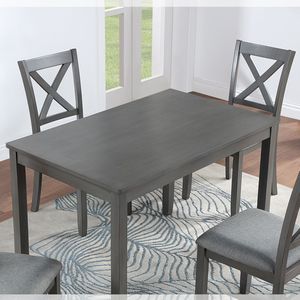 <b>Small</b> Space 4-Person Rectangular Dining <b>Table</b> Gray Wooden <b>Kitchen</b> <b>Table</b> <b>for</b> Optimal Space Usage ONLY <b>TABLE</b> - Product Image 5