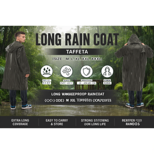 Impermeable Largo de PVC y Tafetán de Poliéster, Tallas M, L, XL, XXL, XXXL - Protección contra la Lluvia para Exteriores - Product Image 3
