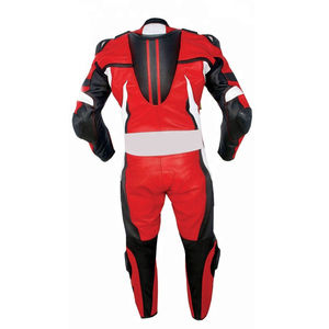 Traje de Motocicleta de Cuero Rojo y Blanco de Una Pieza para Hombre, Ropa Casual Personalizada, Impermeable, Personalizada OEM, Holgada - Product Image 3