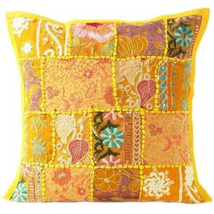 Indien fabriqué à la main ethnique Patchwork carré housse de coussin décor à la maison Patchwork housse de coussin broderie taies d'oreiller - Product Image 4