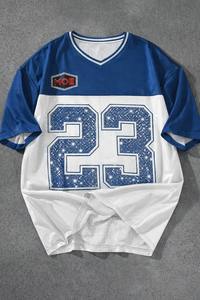 เสื้อเจอร์ซีย์แฟชั่นตาข่ายประดับเพชรทรงโอเวอร์ไซส์ คอวี สไตล์สตรีทแวร์ แนว Y2K สำหรับผู้หญิง ขายส่งเสื้อเจอร์ซีย์อเมริกันฟุตบอล - Product Image 4