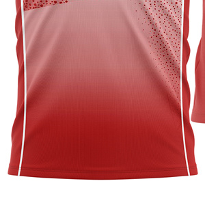 Custom Sublimated Soccer Jersey Unisex Red White Gradient Crew Neck Short Sleeve Lightweight Color Block Moisture Wicking - Product Image 4