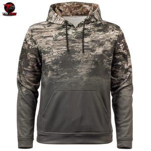 Sweat à capuche de chasse en polaire pour homme, motif camouflage dégradé Ombre à Charbon, avec cordon de serrage ajustable - Product Image 1