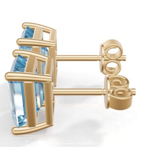 Heerani Jewels <b>London</b> Blue Topaz Emerald Cut Luxury Women's Engagement Stud Earring Gold Plated 925 Sterling Silver Solitaire - Product Image 3
